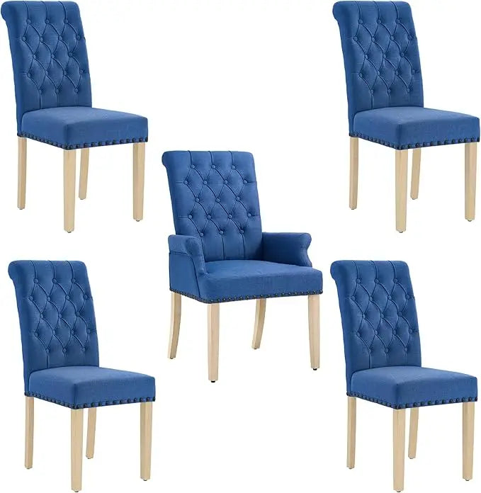 Upholstered Fabric Accent Dining Chair Set of 5,