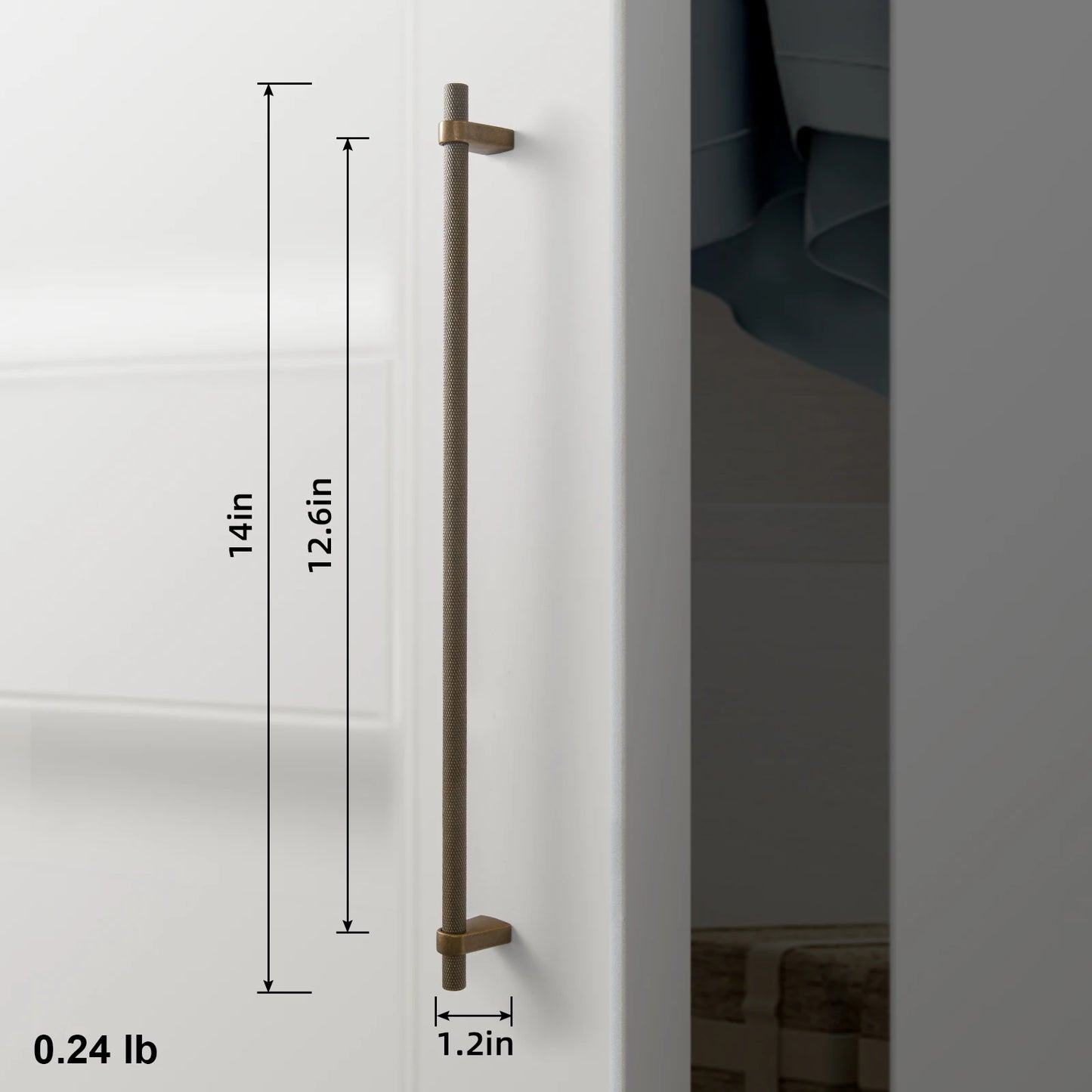 Goo-Ki Knurled Antique Brass Knobs Knurled Cabinet Bar Handles with Blocky Triangular Mounts Retro Pulls for Kitchen Hardware