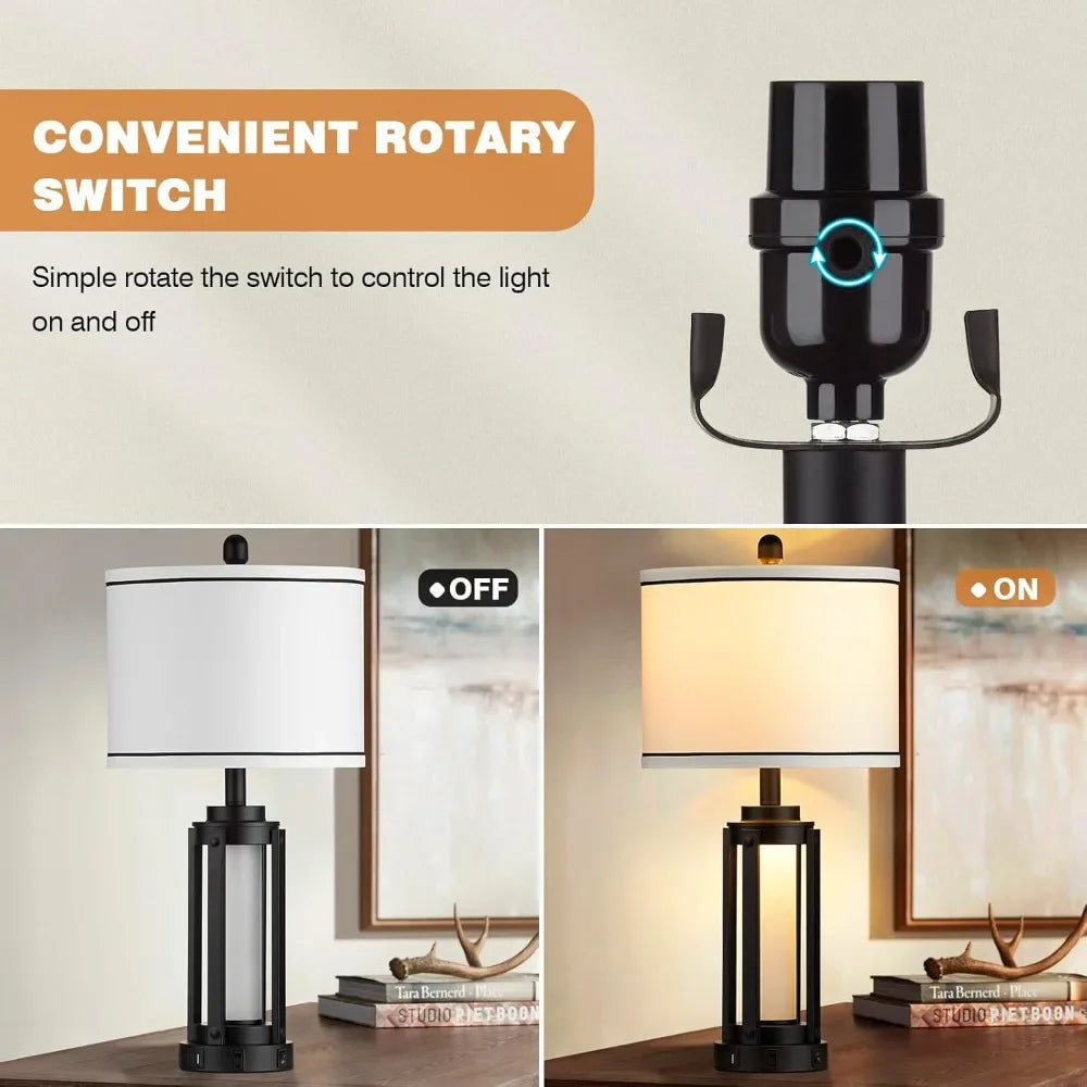 Customizable-25" Modern Table Lamps Set Of 2,