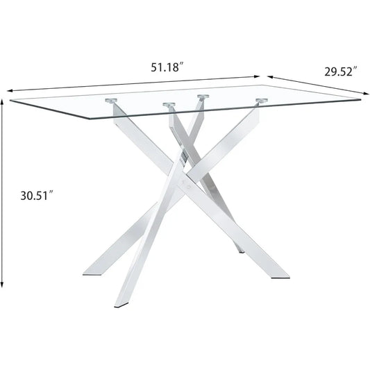 Glass Dining Table for 4 People,