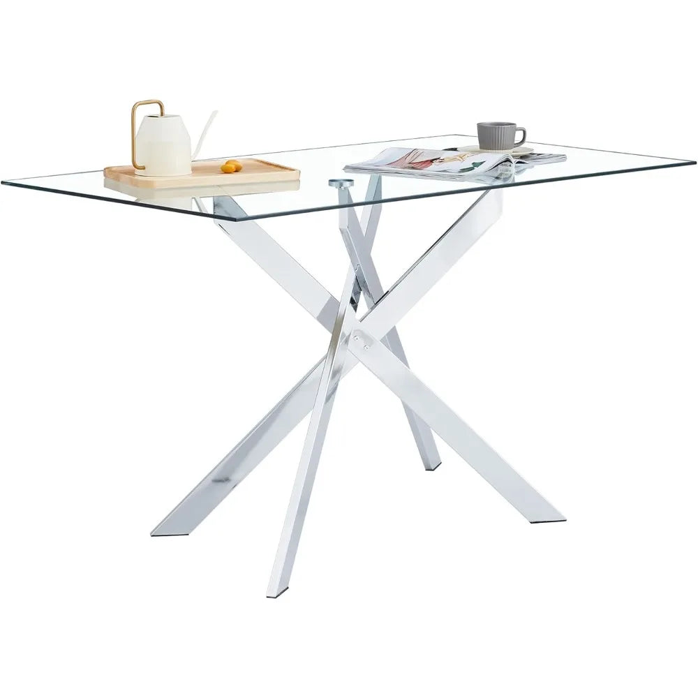 Glass Dining Table for 4 People,