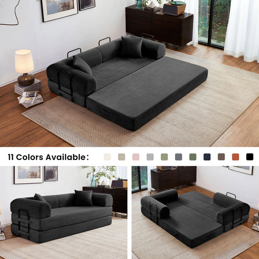 79'' Boneless Couch Foldable Convertible Futon Sleeper Sofa Bed