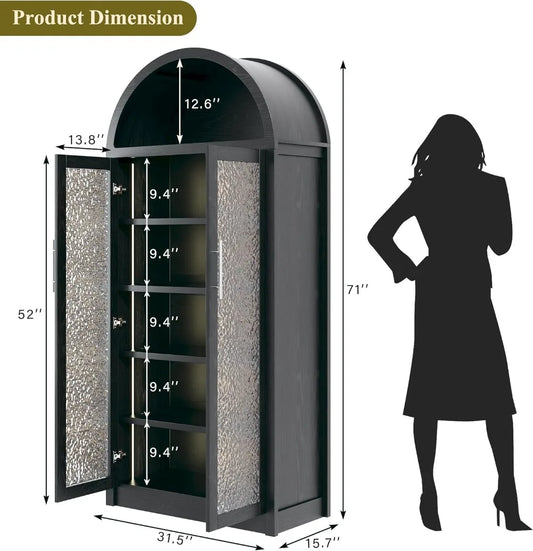 71" Tall Arched Cabinet with Lights,
