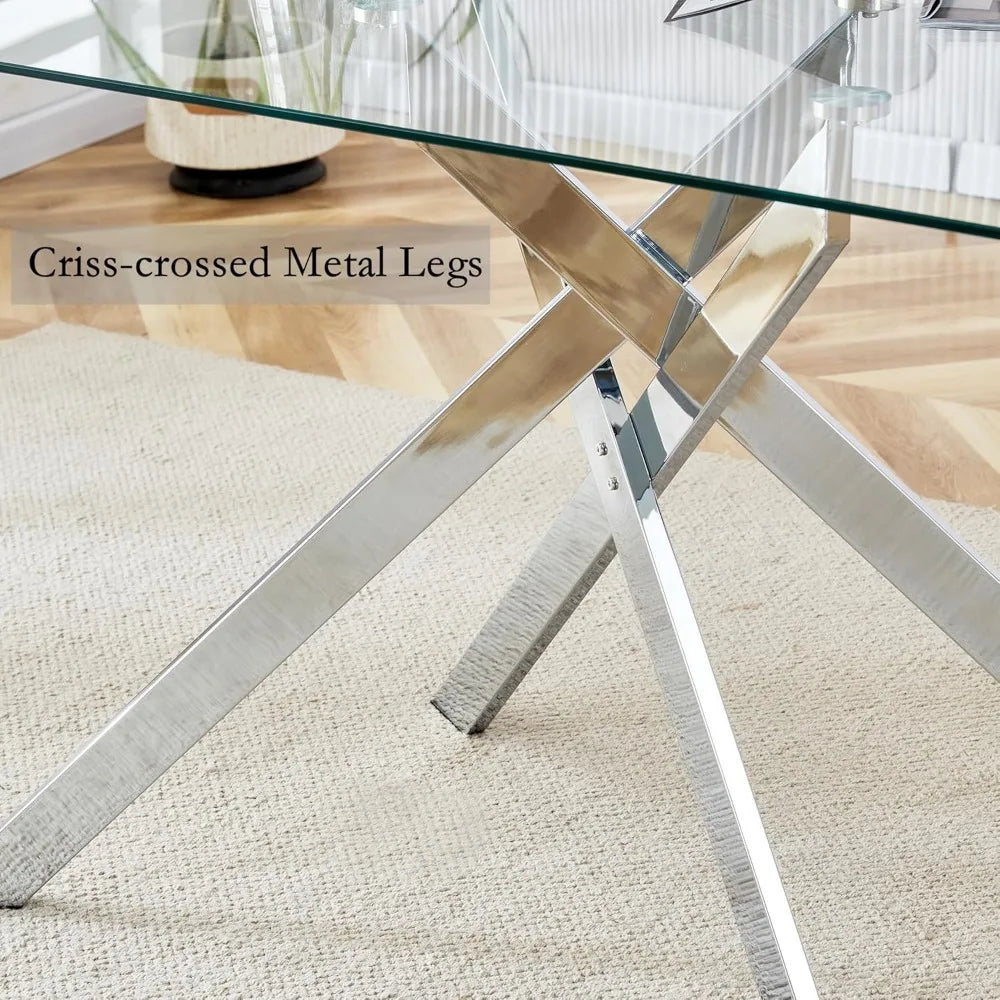 Glass Dining Table for 4 People,