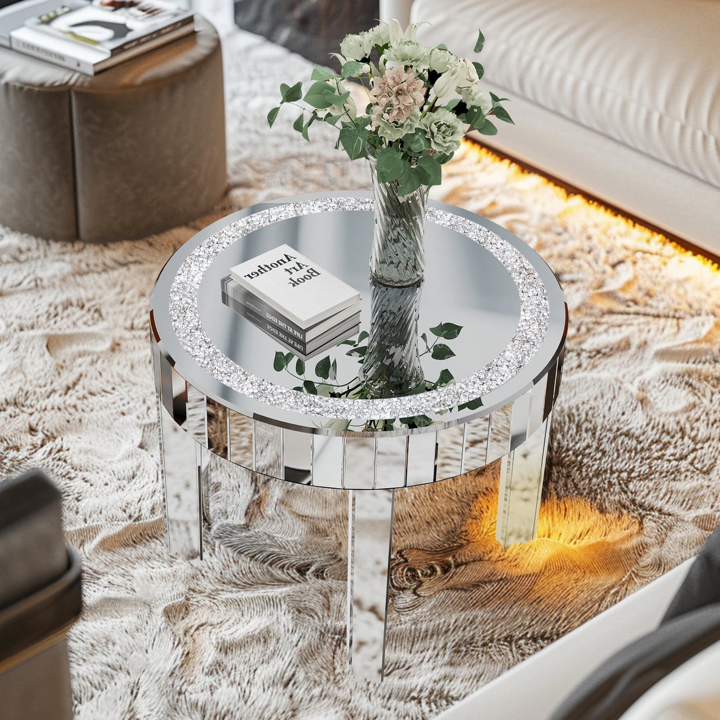 Crushed Crystal Mirrored Coffee Table 60cm