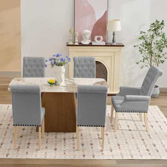 Upholstered Fabric Accent Dining Chair Set of 5,