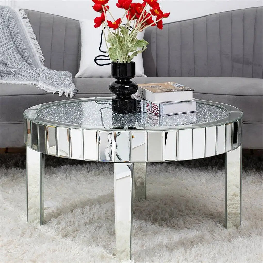 Crushed Crystal Mirrored Coffee Table 60cm