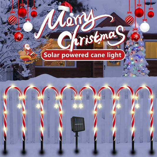 12PCS Solar-Powered Candy Cane Light Christmas Light