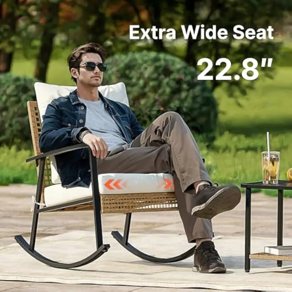 3 Piece Patio Furniture Set, Outdoor Rocking Chairs Set