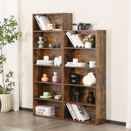 JHK 6 Tier Wooden Shelf Bookcase 63 Inch Tall Floor Standing Open Bookshelf