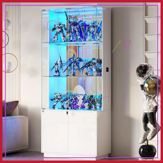71" Glass Display Cabinet with LED Lights & Human Sensor,