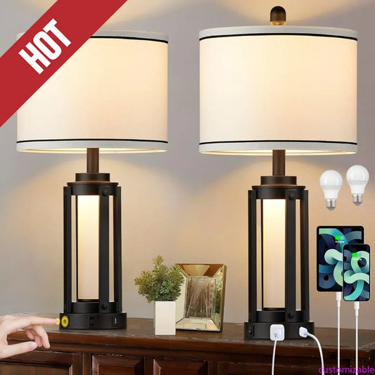Customizable-25" Modern Table Lamps Set Of 2,