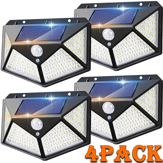 1/2/4Pcs 100 LED Solar Wall Lights Outdoor Solar