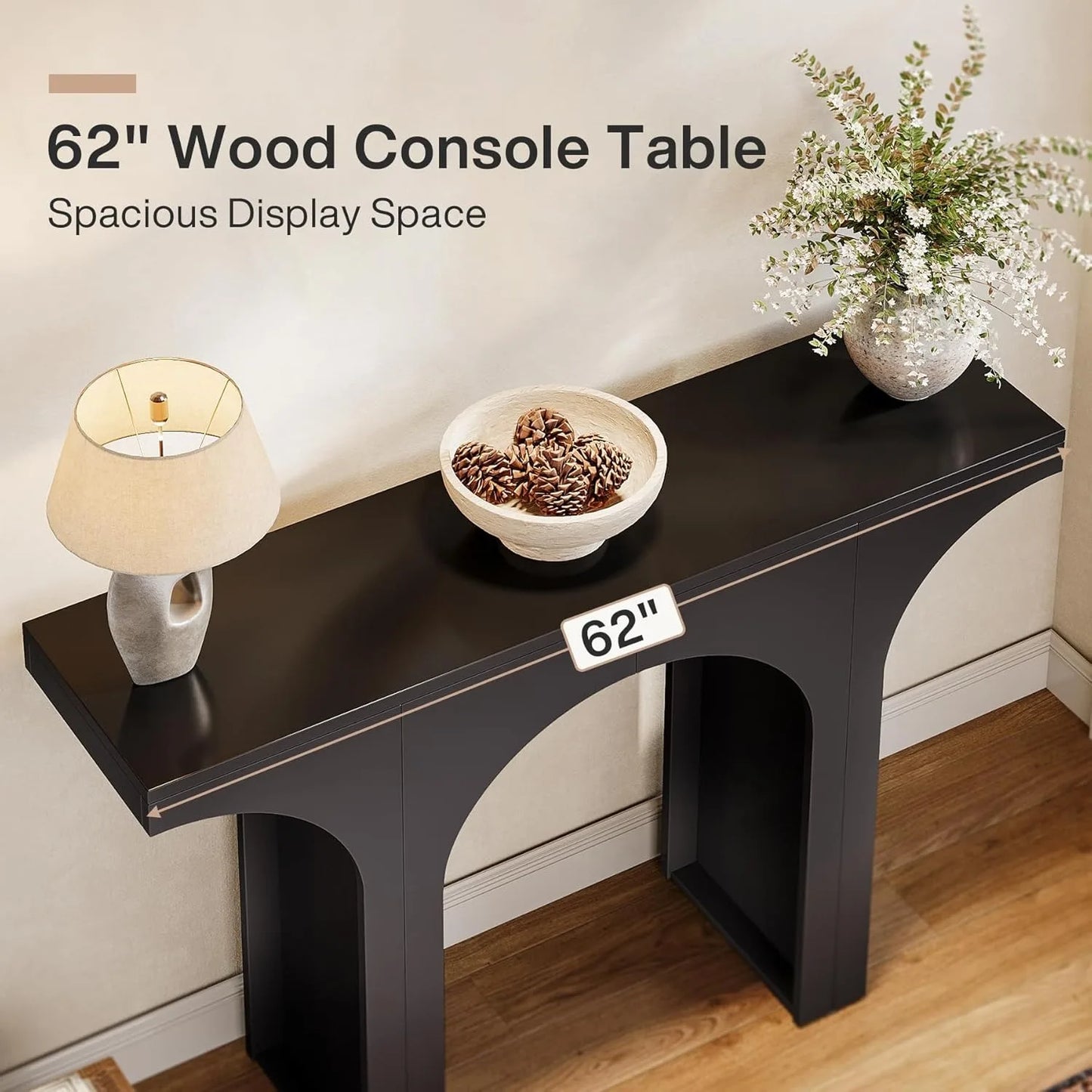 47-Inch Modern Black Console Table for Entryway,