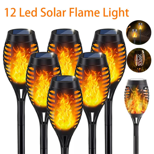 12LED Solar Flame Torch Light Flickering Light Waterproof Outdoor