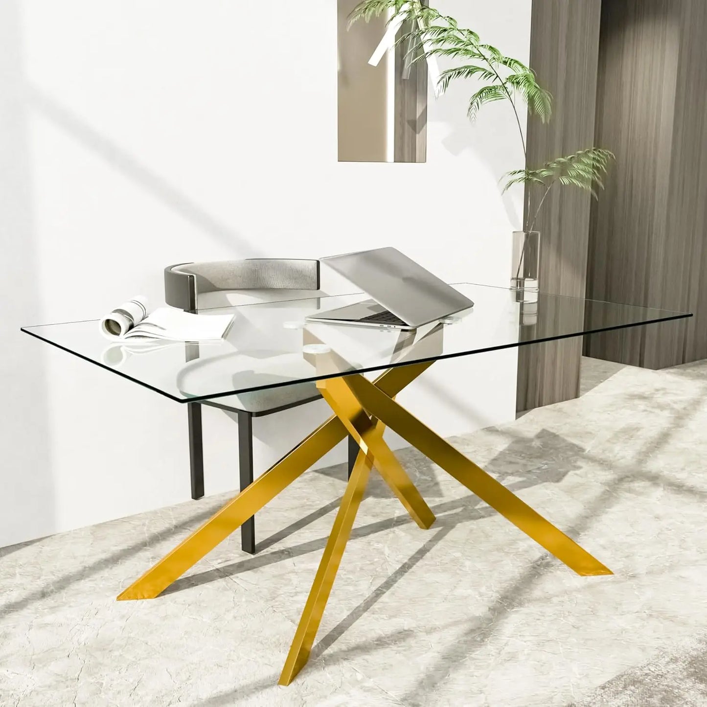 Glass Dining Table for 4 People,