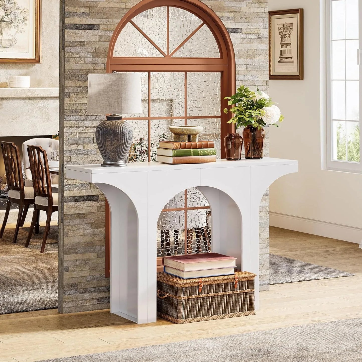 47-Inch Modern Black Console Table for Entryway,