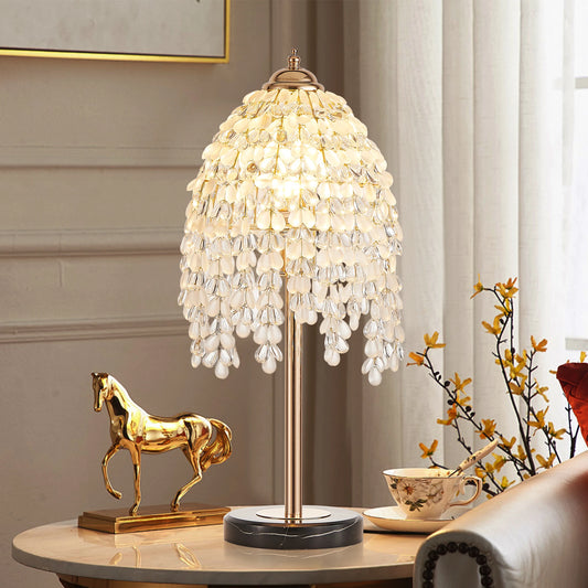 19"Elegant Crystal Table Lamp Vintage Waterfall Design