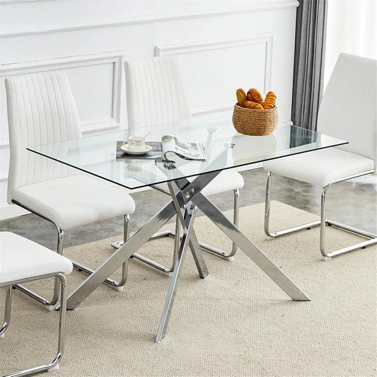 Glass Dining Table for 4 People,