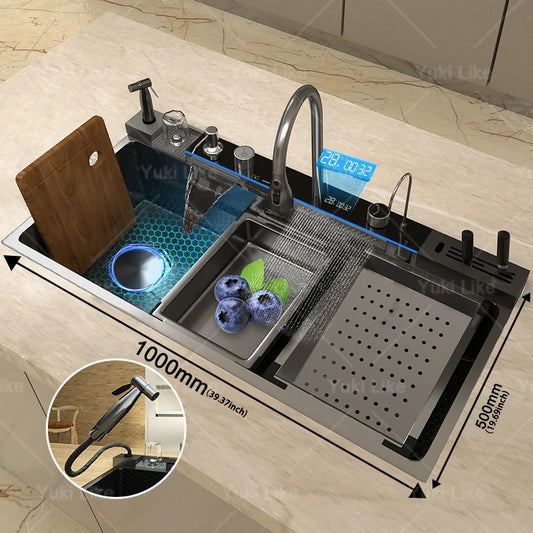 Stainless Steel Waterfall Kitchen Sink Extra Large