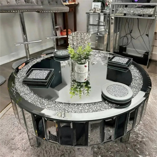 Crushed Crystal Mirrored Coffee Table 60cm