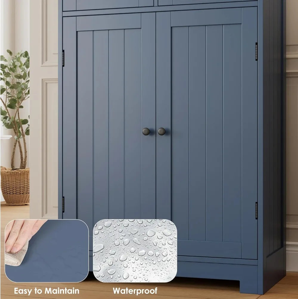 67" Tall Freestanding Storage Cabinet with Glass Door,